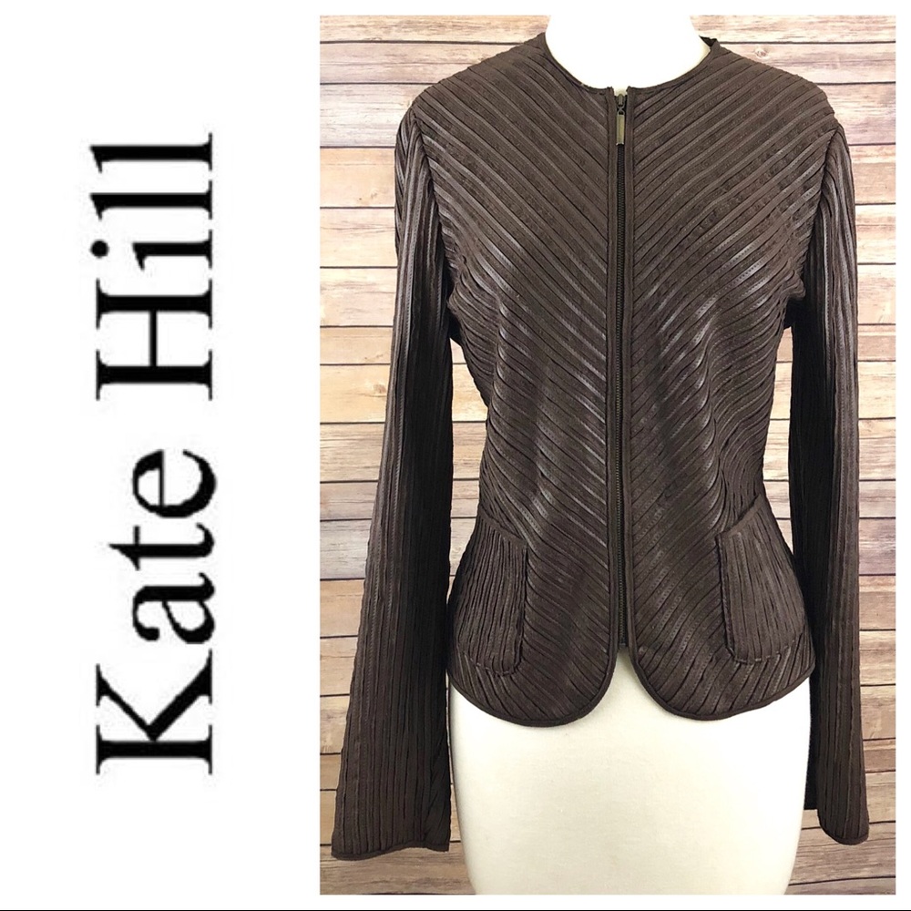 Kate Hill Vegan Leather Brown Jacket